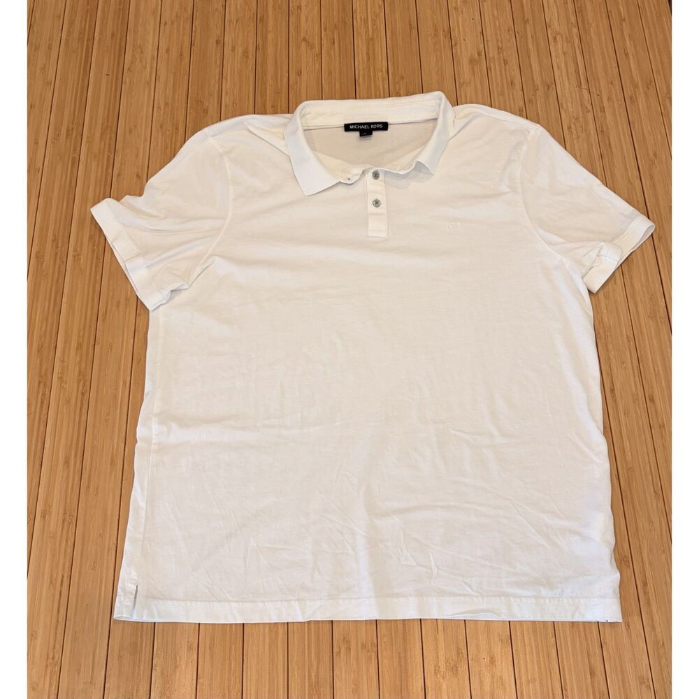 Michael Kors Men's White Polo Shirt Size XL 100% Cotton Short Sleeve
